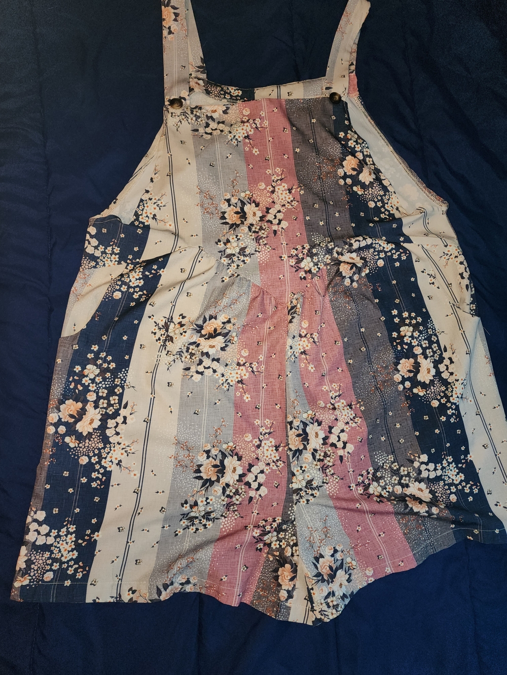Floral Romper in Blue & Pink Sz 1xl